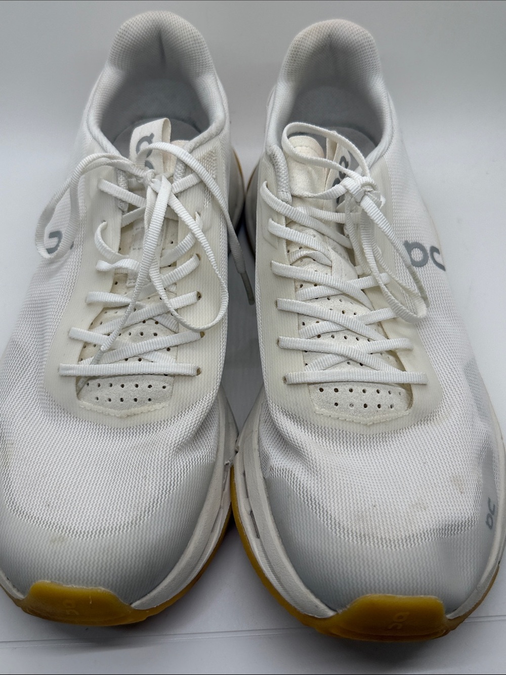 On Running Women White Athletic Sneakers with Yellow Outsole